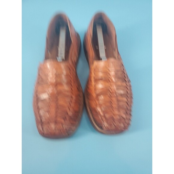 Mens Leather Sandals Sz 7.5 Brown Woven  Slip On Comfort Square Toe  Stacy Adams - Picture 3 of 13